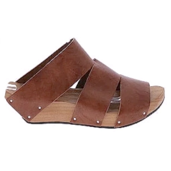 CYDWOQ Anchor Open Clog Wedge Slip-on Sandals ~ Natural Handmade Leather 36 - Picture 1 of 10
